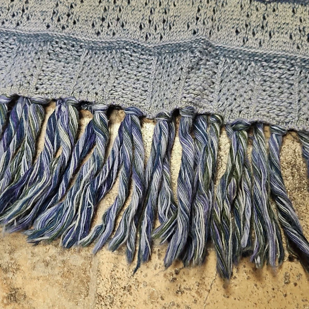 Back In The Saddle Ombre Sweater Fringe Poncho Size Missy